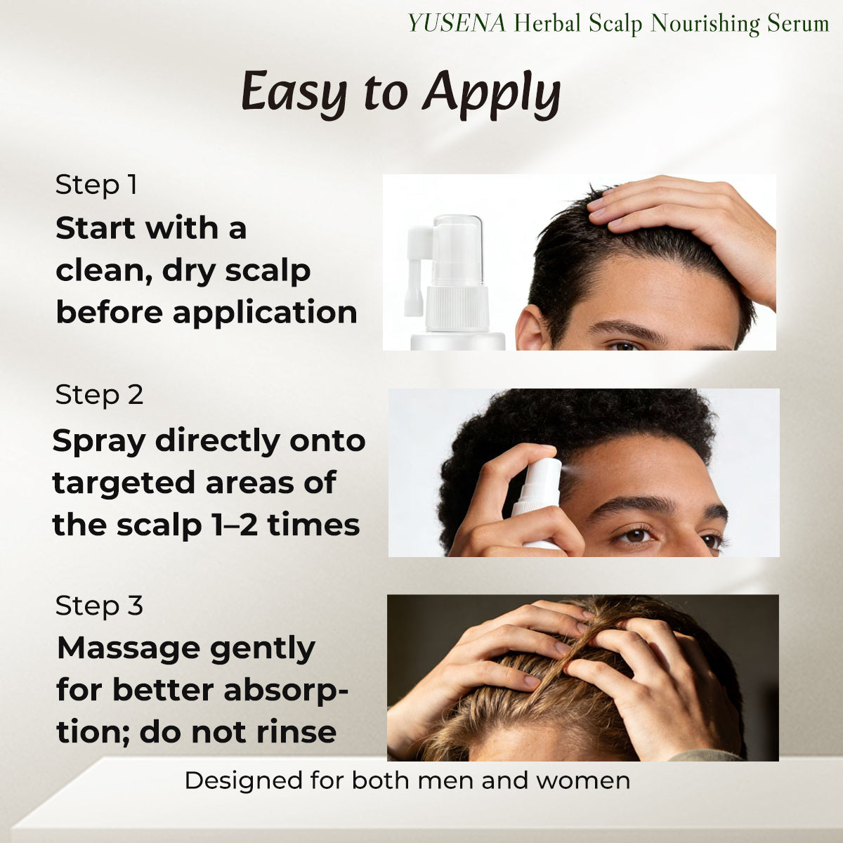Yusena Herbal Scalp Nourishing Serum – Lightweight Botanical Scalp Care, Reduces Visible Shedding, for Minor Thinning, M-Shaped Hairlines, Diffuse Thinning,  Promotes Fuller-Looking Hair Growth for Thinning Hair, 1.2 fl. Oz